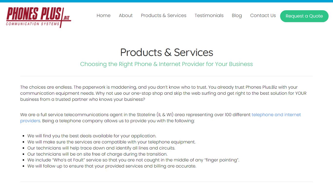 Products & Services - Phones Plus