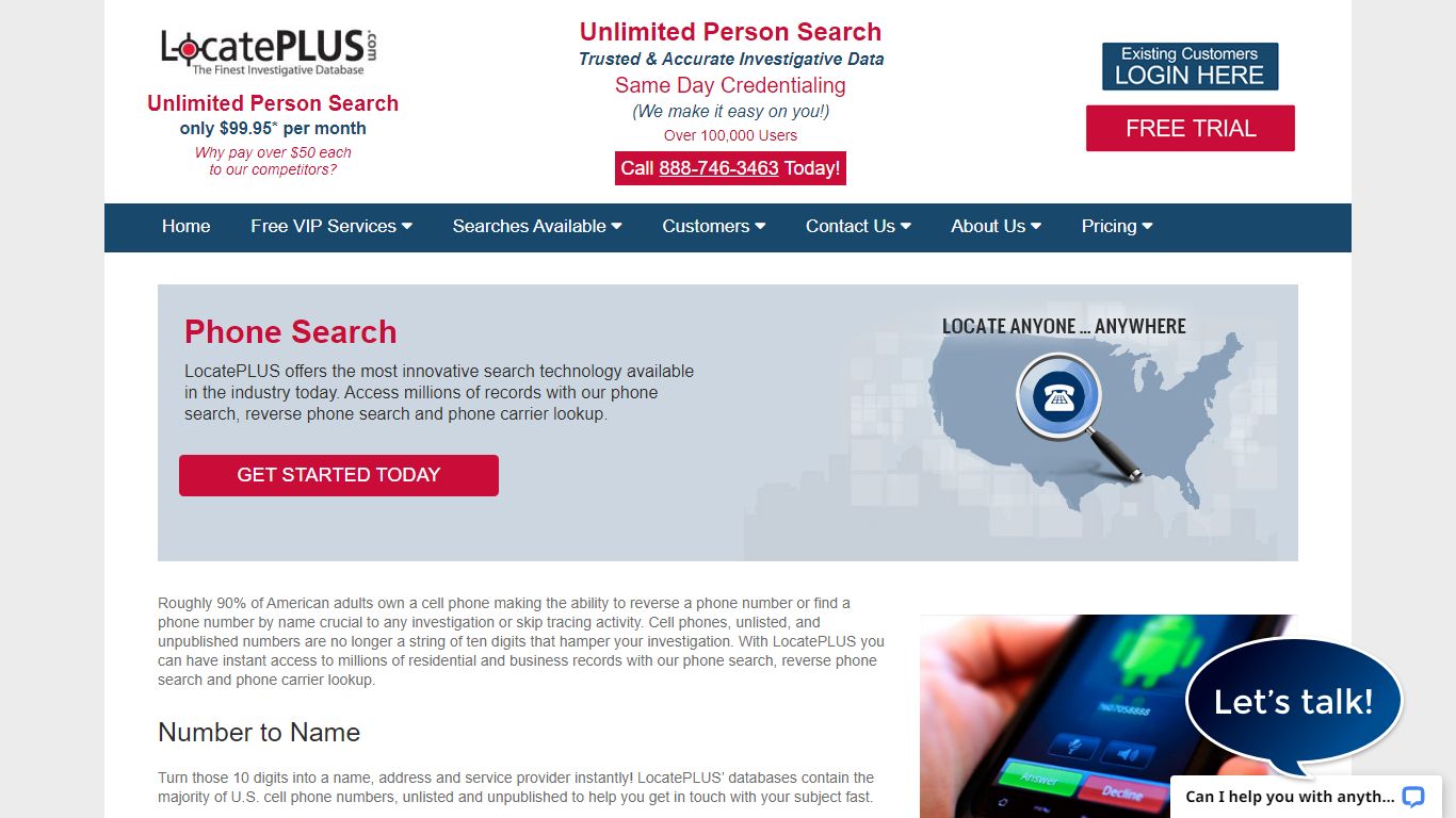 Phone Search | Land-Line & Cell Phone Database | LocatePLUS.com